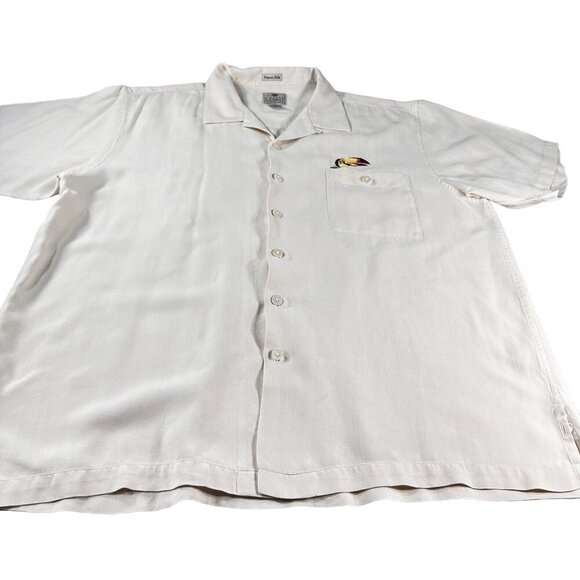 Luau Hawaiian Silk Button Up Shirt Mens Casual Tequila Floor Short Sleeve Top - Picture 1 of 16